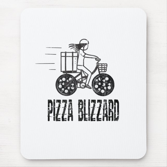 Pizza Blizzard Bike Courier Driver Mousepad (Vorne)
