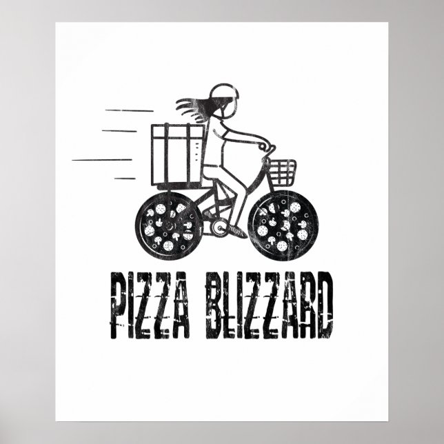 Pizza Blizzard Bike Courier Driver Poster (Vorne)