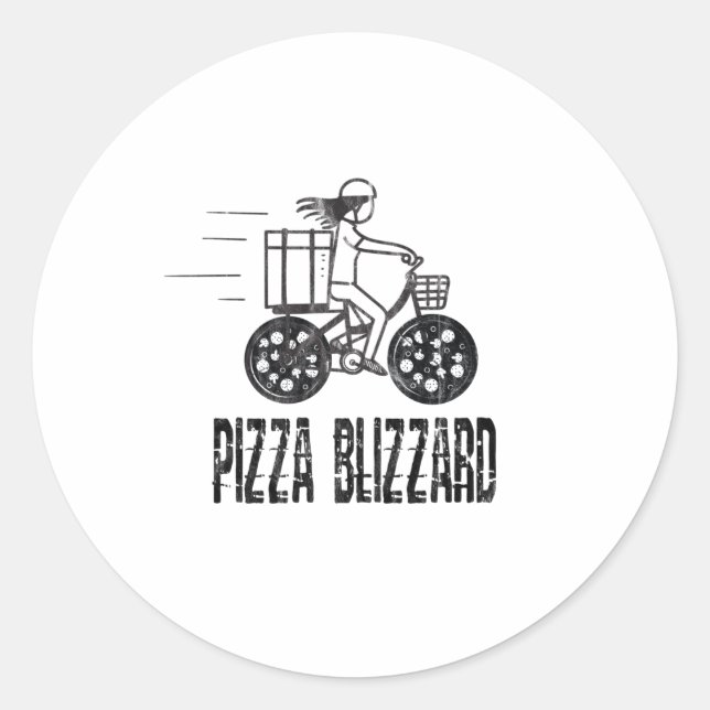 Pizza Blizzard Bike Courier Driver Runder Aufkleber (Vorderseite)