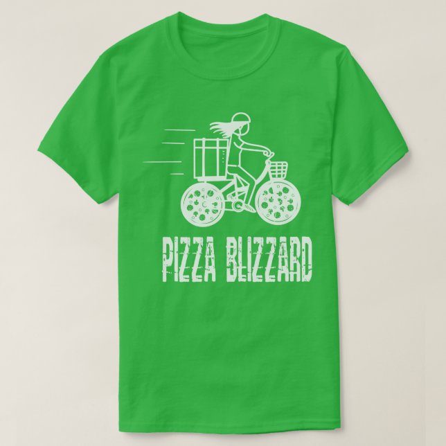 Pizza Blizzard Bike Courier Driver Service T-Shirt (Design vorne)