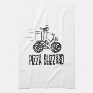 Pizza-Blizzard-Fahrradkurierfahrer Geschirrtuch