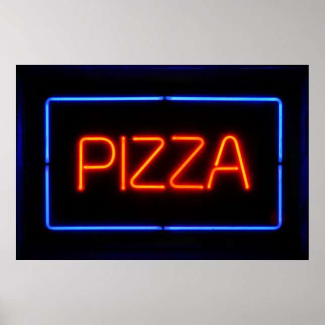 PIZZA Blue & Red Neon Sign Poster (Vorne)