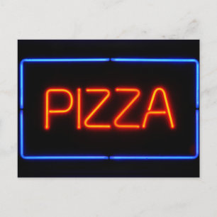 PIZZA Blue & Red Neon Sign Postkarte