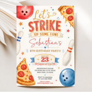 Pizza-Bowling-Geburtstagseinladung Einladung