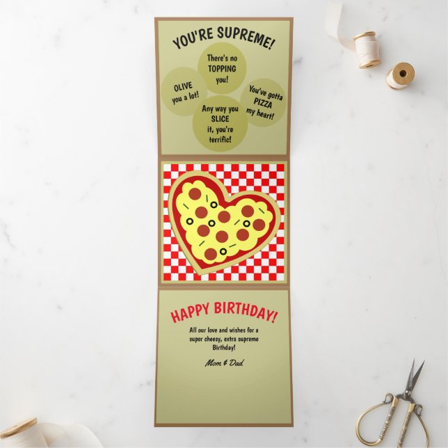 Pizza Box Pizza Puns Birthday Dreifach Gefaltete Karte (Innenseite)