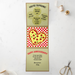 Pizza Box Puns Jubiläum Valentine Tri-Falten Karte