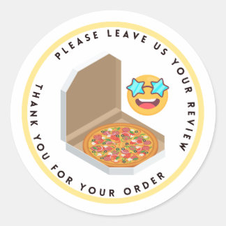 Pizza Box Zeichnend Verlass Review Danke Runder Aufkleber