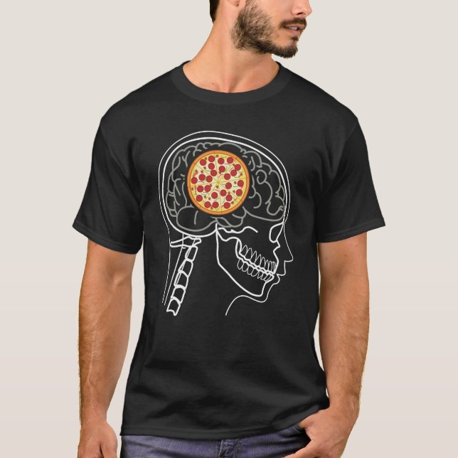 PIZZA BRAIN X-RAY-Design T-Shirt (Vorderseite)