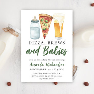 Pizza, Brews and Babies - Babydusche Einladung