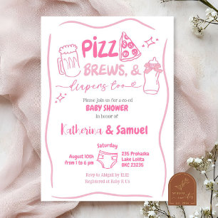 Pizza, Brews and Diapers Co-Ed Kinderdusche Einladung