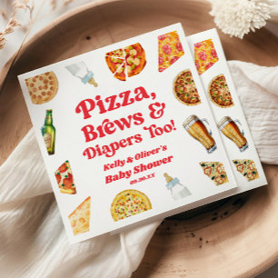 Pizza Brews and Diapers zu Pizza Beer Baby Shower Serviette