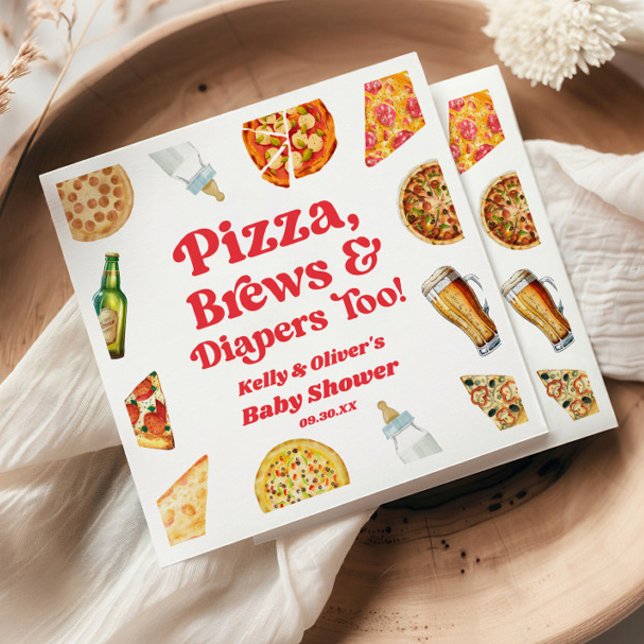 Pizza Brews and Diapers zu Pizza Beer Baby Shower Serviette (Von Creator hochgeladen)