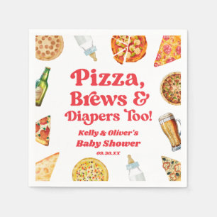 Pizza Brews and Diapers zu Pizza Beer Baby Shower Serviette