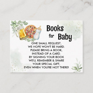 Pizza & Brews Baby Shower Book Request Greenery Begleitkarte