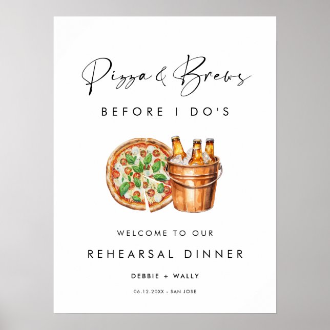 Pizza & Brews bevor ich Probe essen Poster (Vorne)