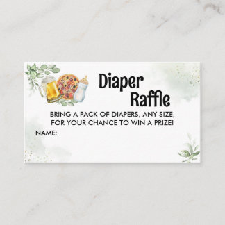 Pizza & Brews Diaper Raffle Baby Dusche Begleitkarte