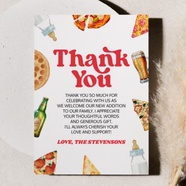 Pizza Brews und Diapers auch! Babyparty Dankeskarte (Von Creator hochgeladen)