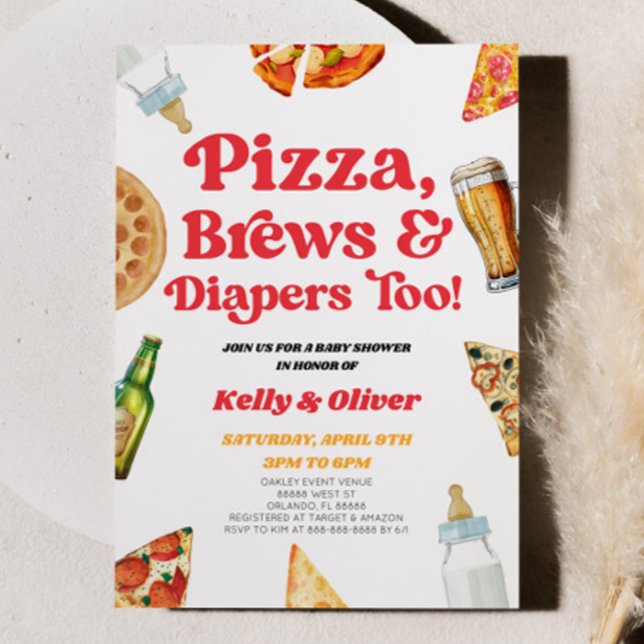 Pizza Brews und Diapers auch! Babyparty Einladung (Von Creator hochgeladen)
