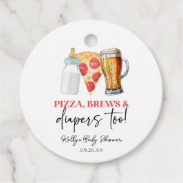 Pizza Brews und Diapers auch! Babyparty Geschenkanhänger
