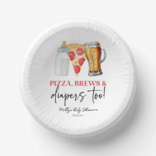 Pizza Brews und Diapers auch! Babyparty Pappteller