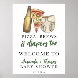 Pizza, Brews und Diapers zu Baby-Dusche Poster