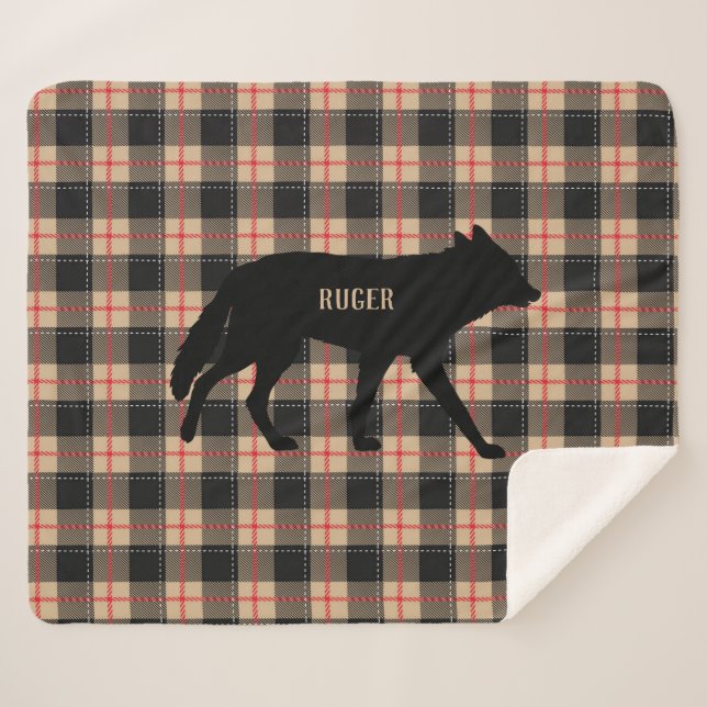 Pizza Buffalo Kariert Wild Coyote Dog anpassen Sherpadecke (Vorderseite (Horizontal))