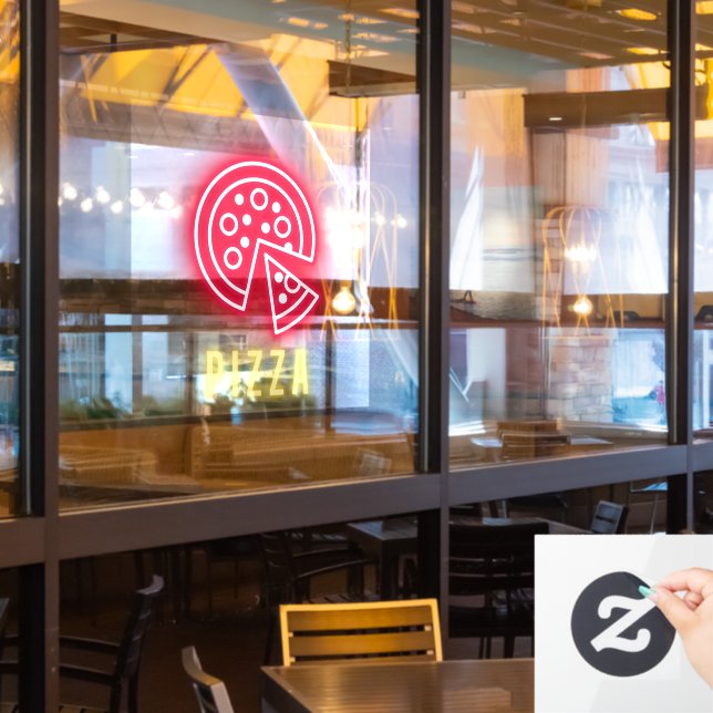 Pizza Business Neon Fensteraufkleber (Restaurantfenster)