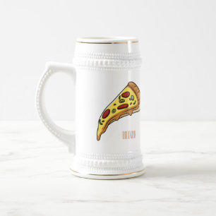 Pizza Cartoon Illustration Bierglas