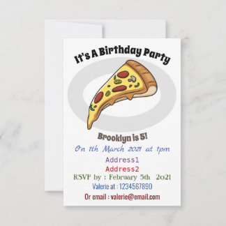Pizza Cartoon Illustration Einladung