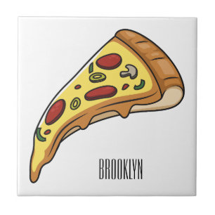 Pizza Cartoon Illustration Fliese