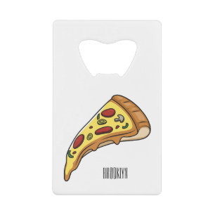 Pizza Cartoon Illustration Geldbeutel Flaschenöffner
