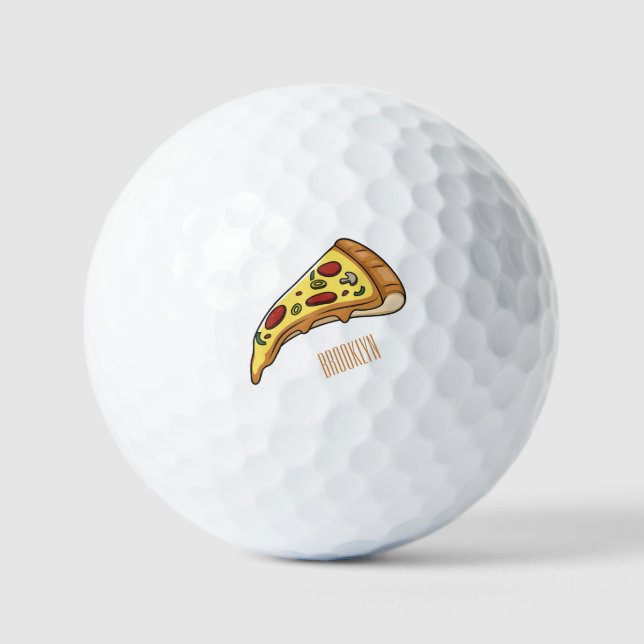 Pizza Cartoon Illustration Golfball (Vorderseite)