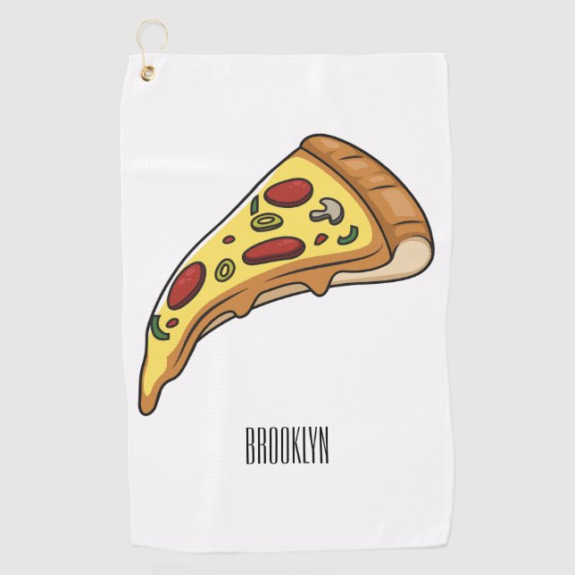 Pizza Cartoon Illustration Golfhandtuch (Vorderseite)
