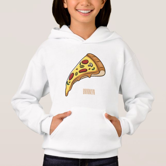 Pizza Cartoon Illustration Hoodie (Vorderseite)