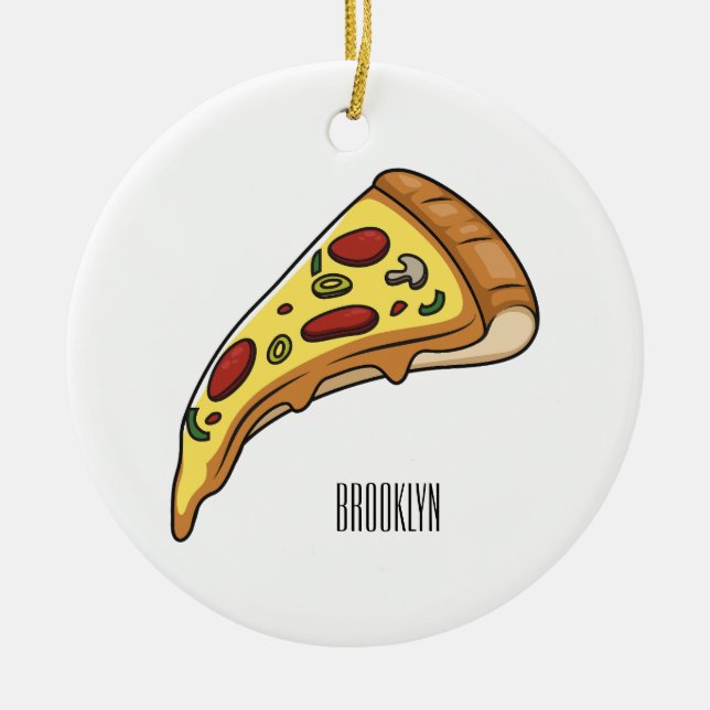 Pizza Cartoon Illustration Keramik Ornament (Vorne)