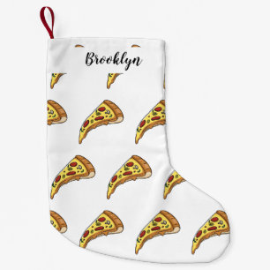 Pizza Cartoon Illustration Kleiner Weihnachtsstrumpf