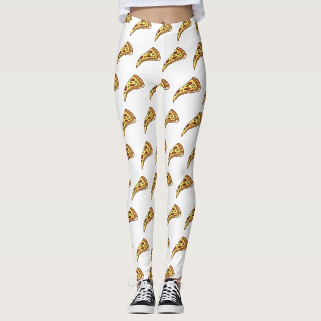 Pizza Cartoon Illustration Leggings (Vorderseite)
