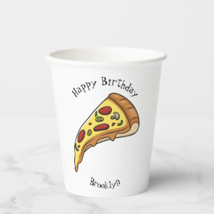 Pizza Cartoon Illustration Pappbecher