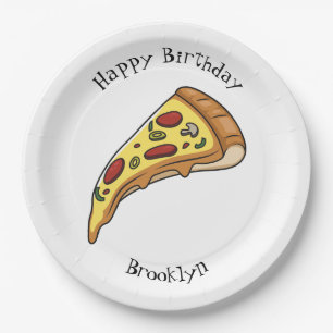 Pizza Cartoon Illustration Pappteller