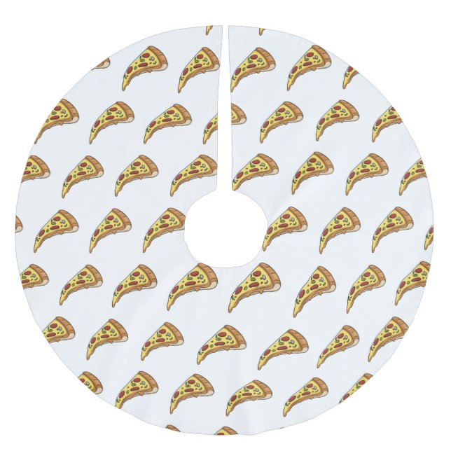 Pizza Cartoon Illustration Polyester Weihnachtsbaumdecke (Vorderseite)
