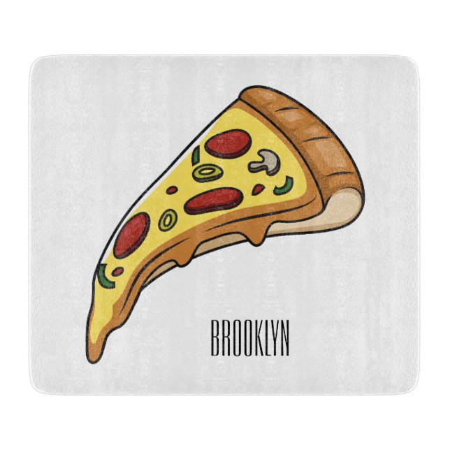 Pizza Cartoon Illustration Schneidebrett (Vorderseite)