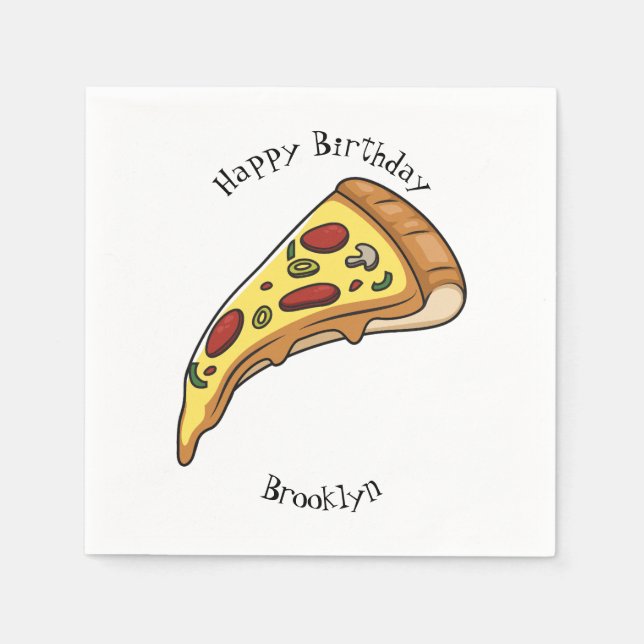 Pizza Cartoon Illustration Serviette (Vorderseite)