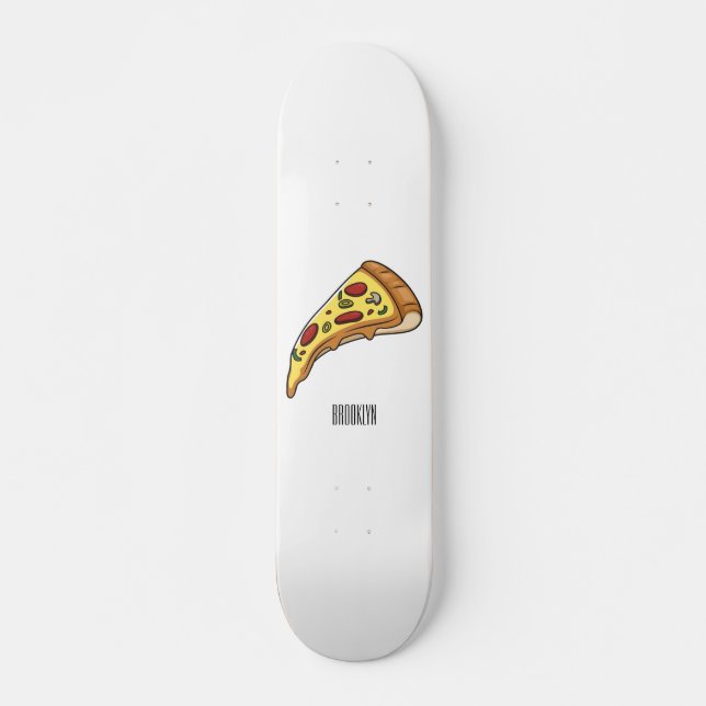 Pizza Cartoon Illustration Skateboard (Vorne)