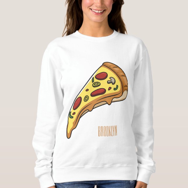 Pizza Cartoon Illustration Sweatshirt (Vorderseite)