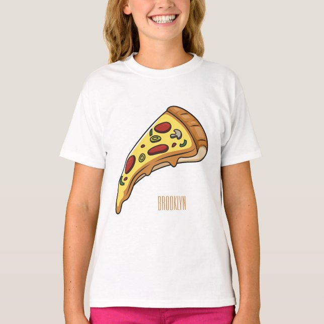 Pizza Cartoon Illustration T-Shirt (Vorderseite)
