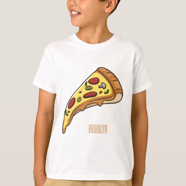 Pizza Cartoon Illustration T-Shirt (Vorderseite)