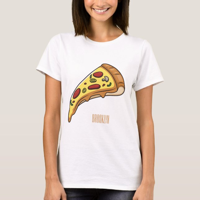 Pizza Cartoon Illustration T-Shirt (Vorderseite)