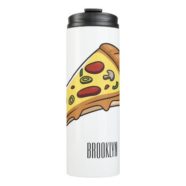 Pizza Cartoon Illustration Thermosbecher (Vorderseite)
