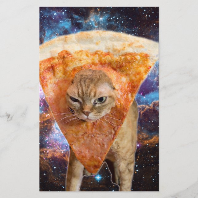 Pizza Cat in Space Wearing Pizza Slice (Vorderseite)