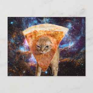 Pizza Cat in Space Wearing Pizza Slice Postkarte